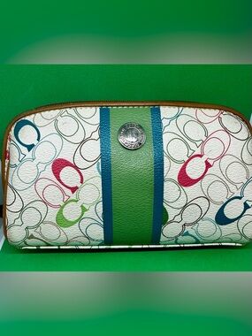 Coach Chelsea Heritage Stripe Multicolor “C” Signature Print Pouch/Case
